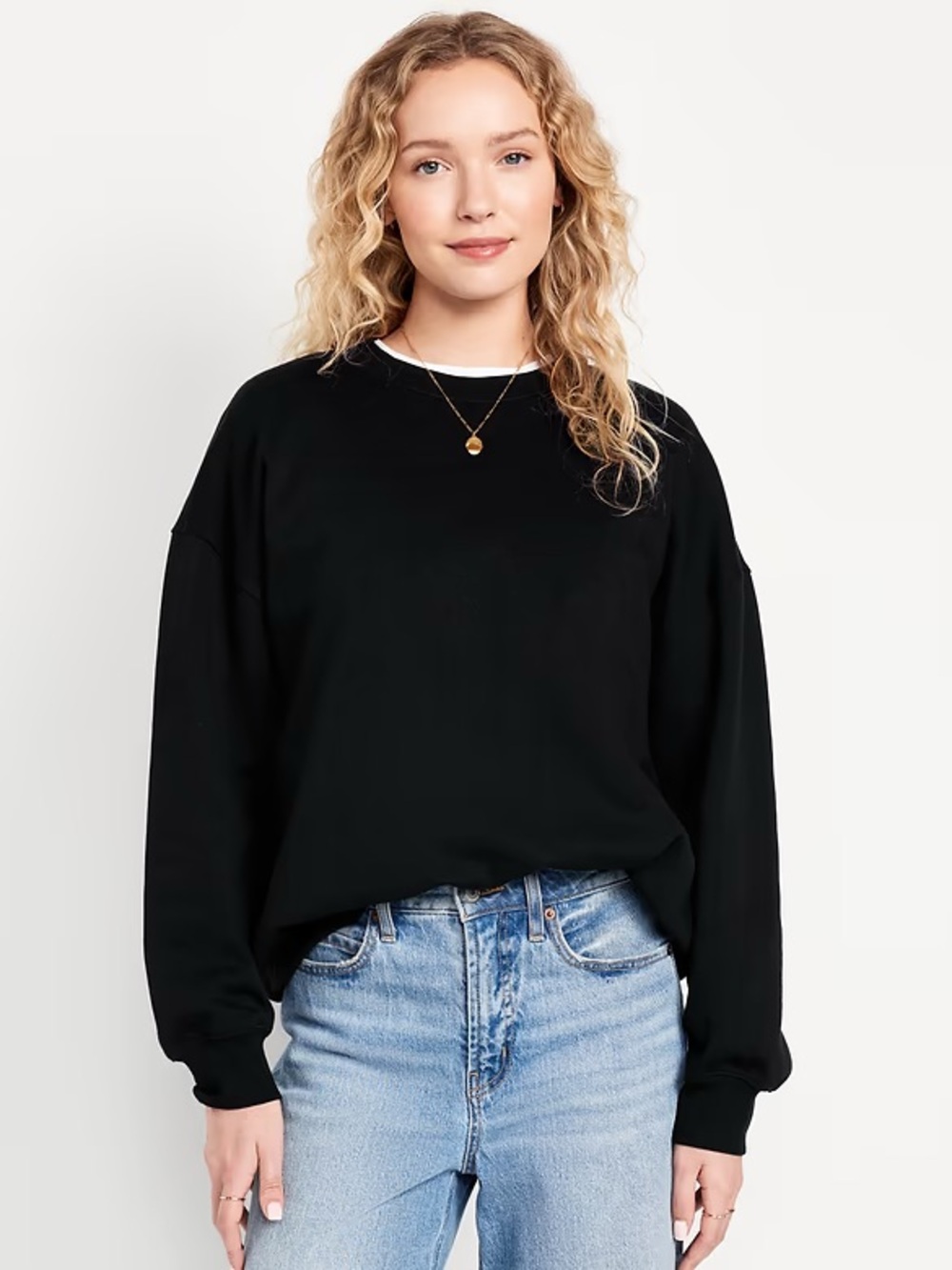 TALL Old Navy SoComfy Oversized Crew-Neck Sweatshirt Black size L Tall